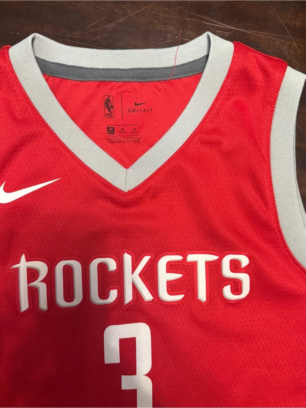 Nike Red Rockets #3 Basketball Jersey with Gray Accents